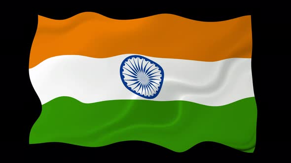 India Flag Wave Motion Black Background