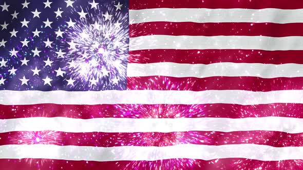 4k U.S. Flag with Fireworks