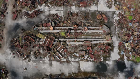 Top View of Iron Trash Dump in Chernobyl Zone alt