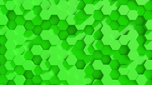 Abstract green hexagons animation, seamless loop alt