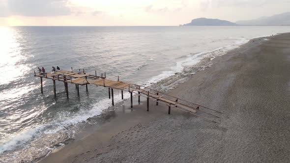 Aerial View of the Beach at the Seaside Resort Town. Turkey alt