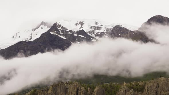 Himalaya Mountains, Nepal. Peak of Annapurna. Timelapse alt