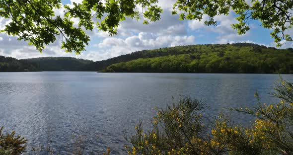 The lake Guerledan, Saint Aignan and Mur de Bretagne, Brittany in France alt