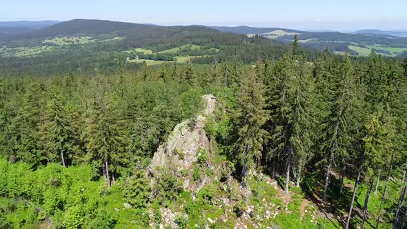 Aerial View - Rock In The Forest