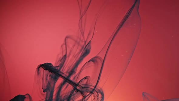 Black Nacreous Paint in Water Against Red Background alt