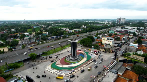Aerial view of the beautiful Tugu Pancakarsa near from sentul circuit. Bogor, Indonesia alt