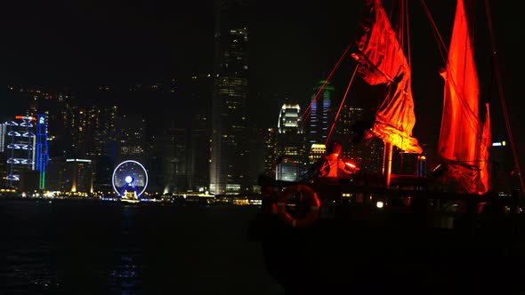 Sailing At Hong Kong Habour Night