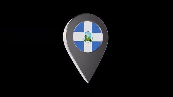 3d Animation Map Navigation Pointer With Flag Of Manta (Ecuador) With Alpha Channel - 2K alt