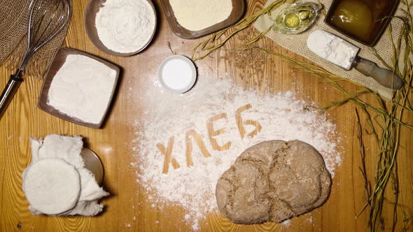 Homebaked Bread. Flat Lay. alt