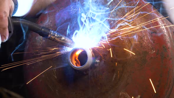 Worker Welds Balloon Nozzle, Stock Footage | VideoHive