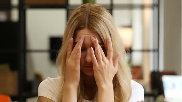 Girl Suffering From Depression , Headache alt