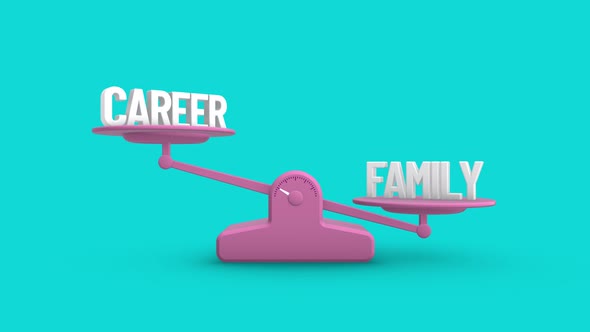 Career vs Family Balance Weighing Scale Looping Animation alt