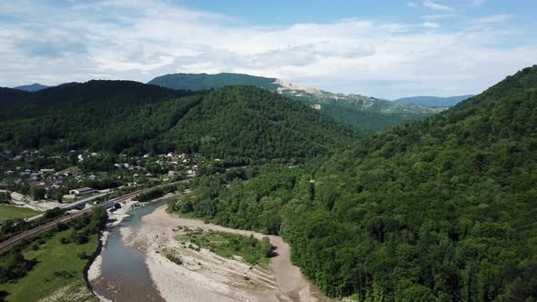 Mountain Winding Turn Highway Road and Railroad alt