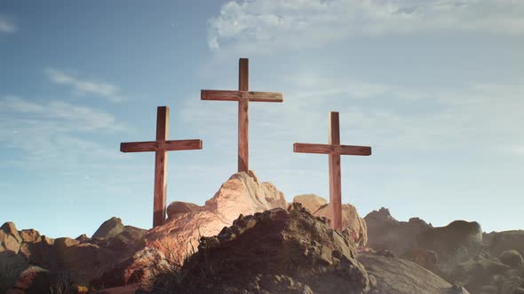 Three Crosses on a Hill