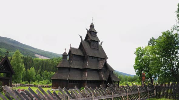 Historic And Wooden Structure Of Gol Nye Stave Church At Daytime In Gol, Buskerud in Viken County, N alt
