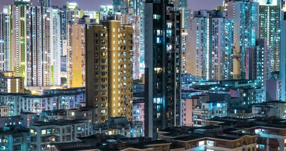 Urban Cityscape Real Estate Residential Building At Night Old Buildings and Modern Skyscrapers  alt