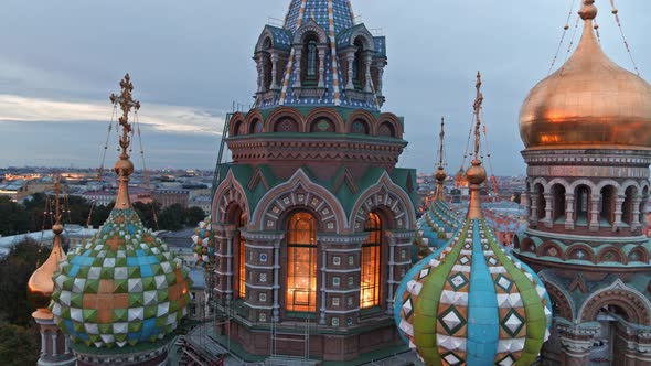 Aerial View of Church of the Savior on Blood in the Morning