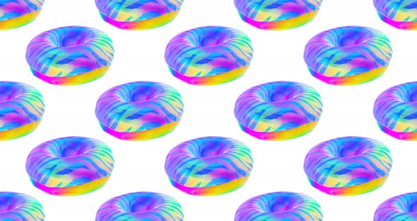Minimal motion design. 3d creative donuts animation pattern