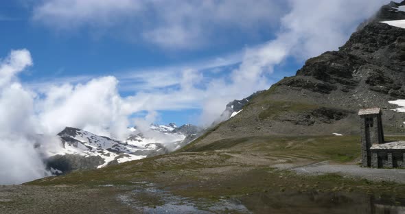 Chapel on the top of Iseran Pass, Savoie department, France. alt