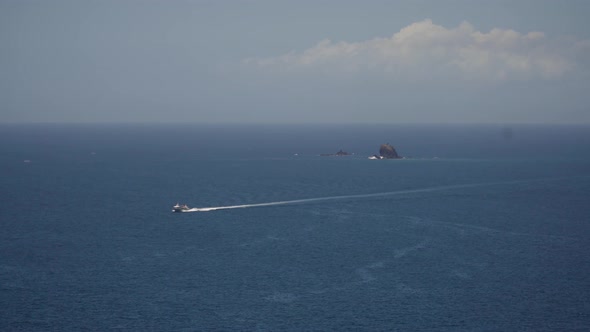 Motorboat on the Sea, Aerial View. Bali, Indonesia alt