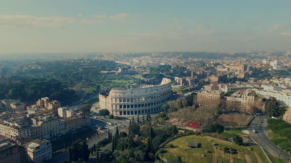 Roman Colosseum and nearby Parco del Colle Oppio alt