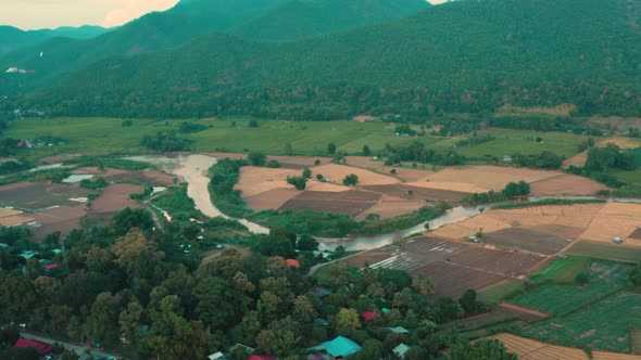 Aerial View of Pai Rice Terraces River and Mountain in Mae Hong Son Chiang Mai Thailand alt