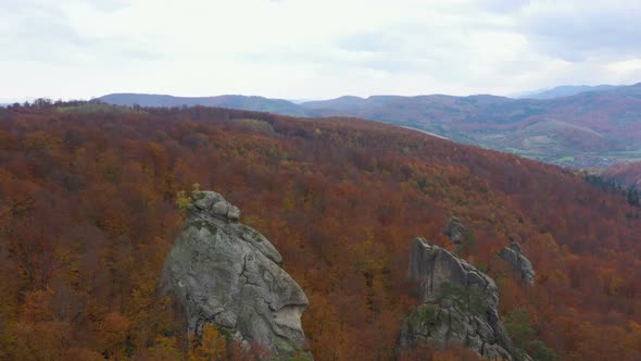 Aerial View Of Rocks Formations At The Autumn Mountains 2 alt