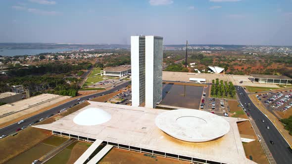 Downtown Brasilia Brazil. Aerial landscape of landmark country brazilian capital. alt