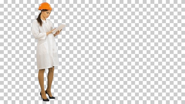 Female construction specialist in hardhat, Alpha Channel