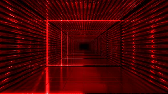 Red Neon Lights Tunnel