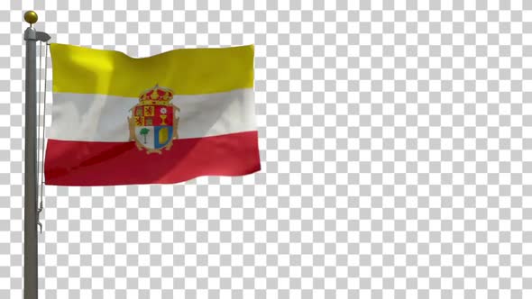 Cuenca Province Flag (Spain) on Flagpole with Alpha Channel - 4K