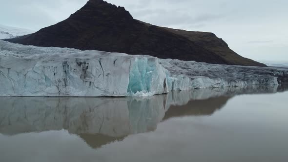 Flying Away From Massive Glaciar Cracks Iceland