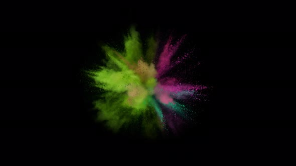 Super Slow Motion Shot of Color Powder Explosion Isolated on Black Background at 1000Fps alt