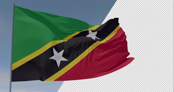 flag Saint Kitts and Nevis patriotism national freedom, seamless loop, alpha channel alt