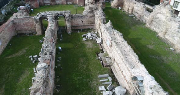 4k Footage over Roman ruins. The Old Roman Baths of Odessos, Varna. alt
