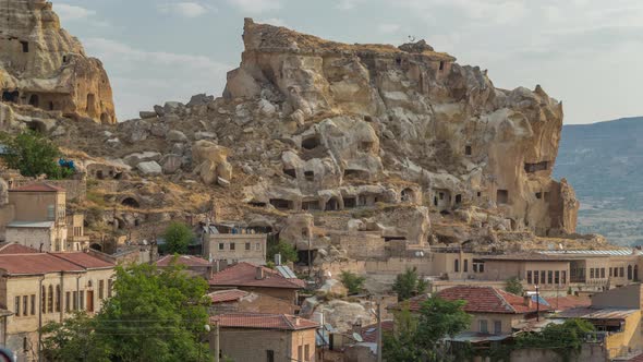 Urgup Town Aerial View From Temenni Hill in Cappadocia Region of Turkey Timelapse alt