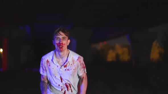 Escape of Serial Killer Psycho From Crime Scene Under Police Flashing Lights alt