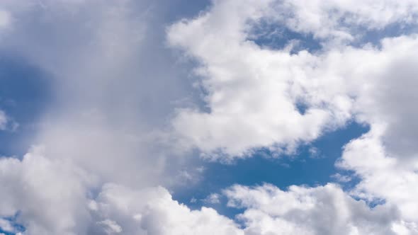 Blue sky with white fluffy cloud summer sunny day background Time lapse
