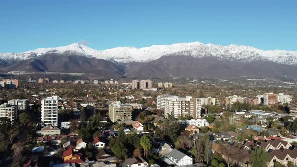 Drone Footage of Santiago de Chile and Andes Mountains, Chile. 4K.