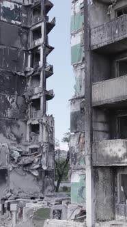 Vertical Video of a House Destroyed By the War in Ukraine alt