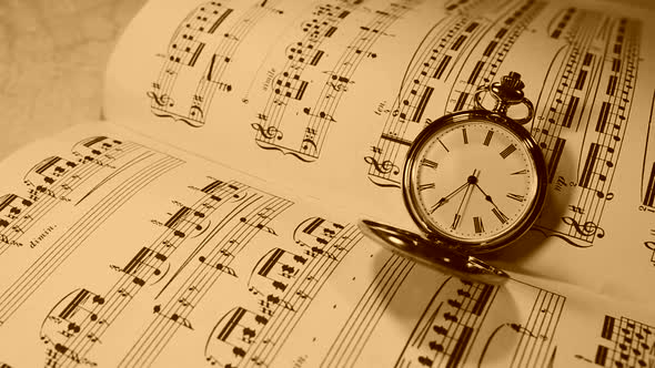 Classic Watches On The Background Of Musical Notes By Vovdon Videohive