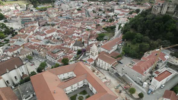 Leiria portuguese town cityscape, aerial view of Portugal typical village