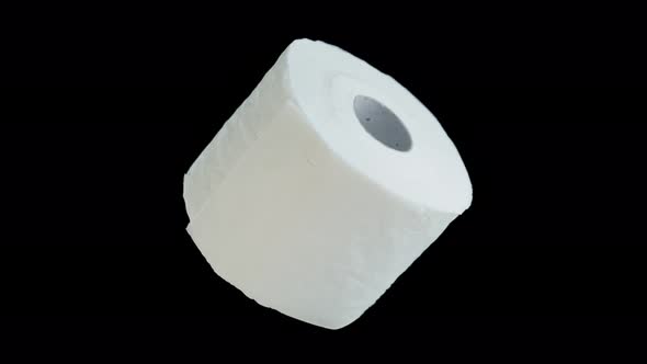 Toilet Paper Rotates on Isolated Black Background alt