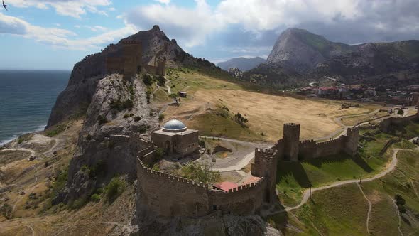 Beautiful Ruins of the Sudak Fortress and Mount Fortress on the Black Sea Coast alt
