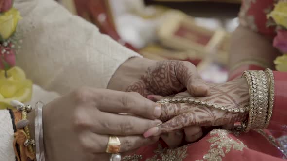 Ring Ceremony in Traditional Way at an Indian Wedding Ceremony