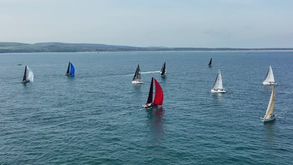 Yacht Race in the Summer Aerial View alt
