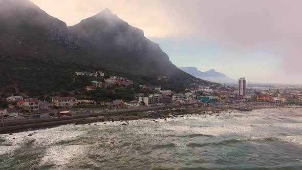 Aerial view of Muizenberg Beach at Cape Town, South Africa., Stock Footage