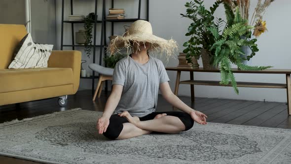 A Young Indian Woman Is Standing in a Yoga Lotus Pose, A Girl Is Doing An Exercise, Sitting alt