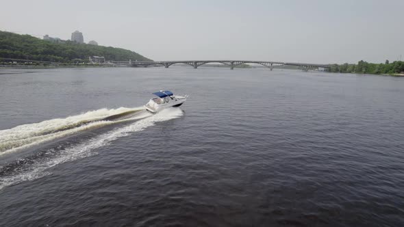 Aerial Shot of a Leisure Boat in the River