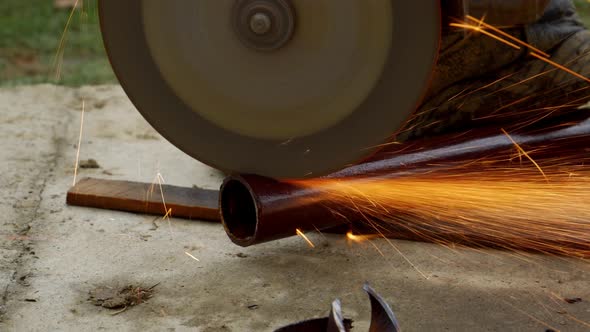 Cutting a Metal Pipe with a Rotary Cutting Wheel